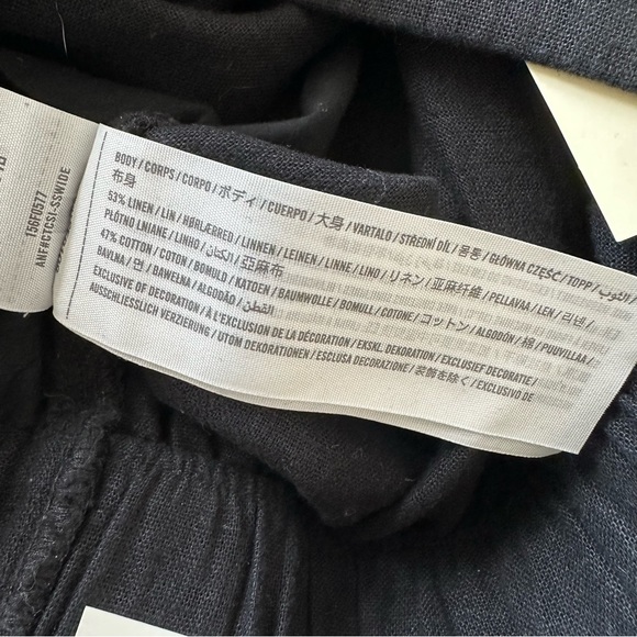 • NWT! • Abercrombie & Fitch black linen and coton blend wide pants - Picture 6 of 7
